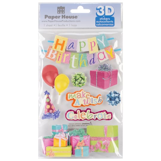 Paper House&#xAE; Happy Birthday 3D Stickers